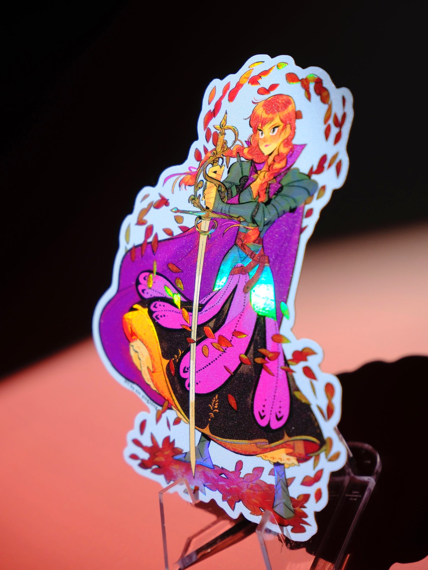 Girl with Sword holographic sticker: Anna