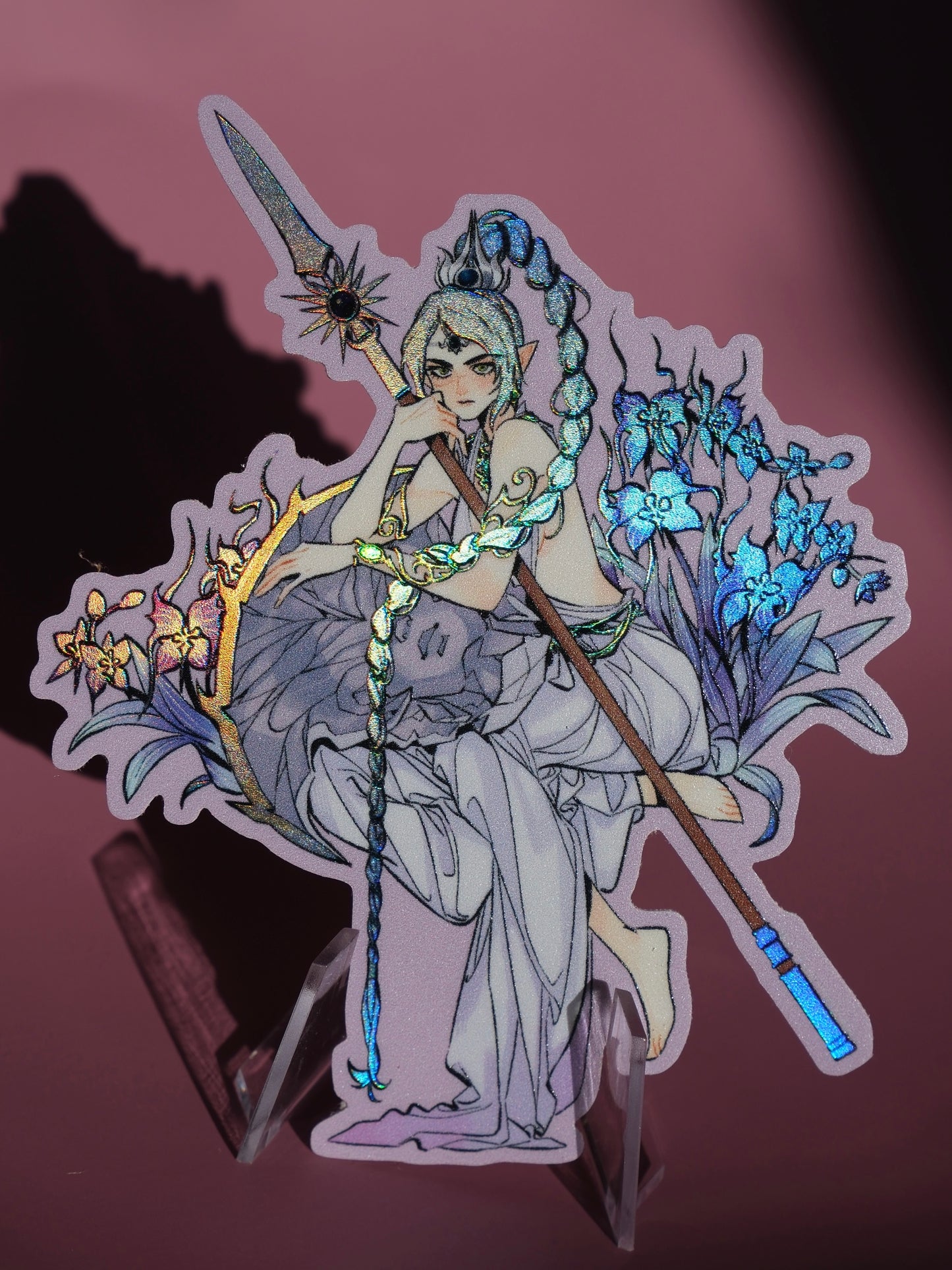 Girl with Sword holographic sticker: Shadowheart