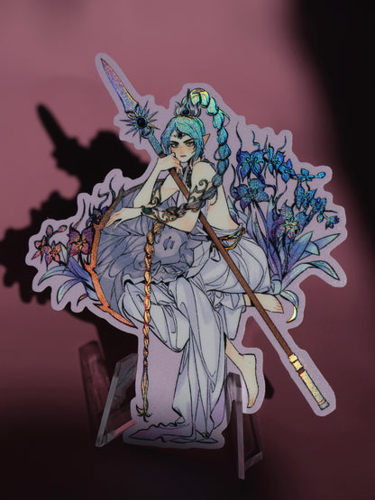 Girl with Sword holographic sticker: Shadowheart