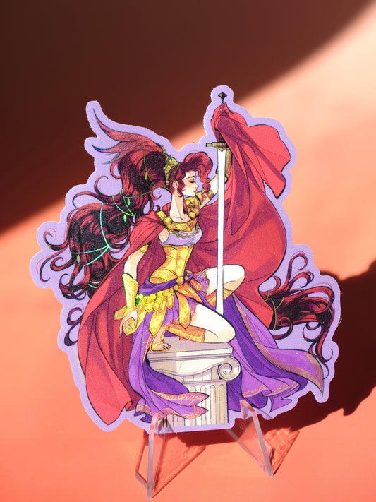 Girl with Sword holographic sticker: Megara