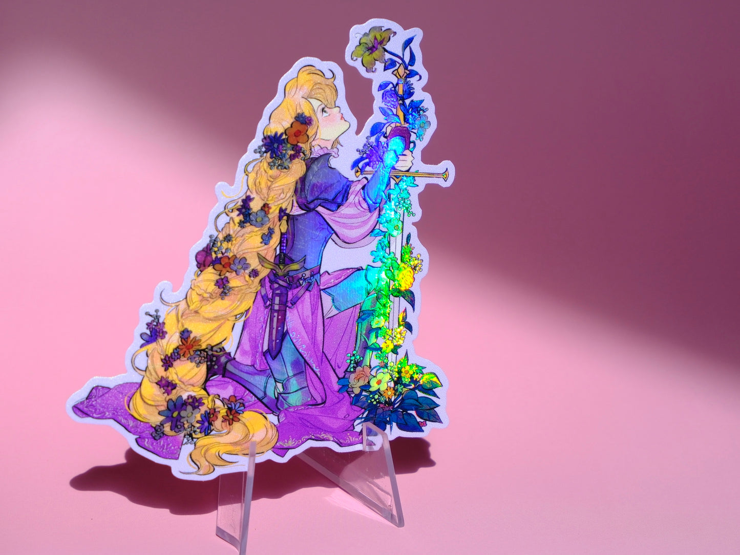 Girl with Sword holographic sticker: Flower Knight Rapunzel