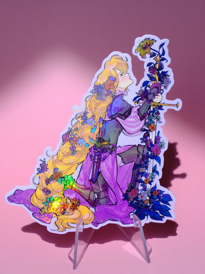Girl with Sword holographic sticker: Flower Knight Rapunzel