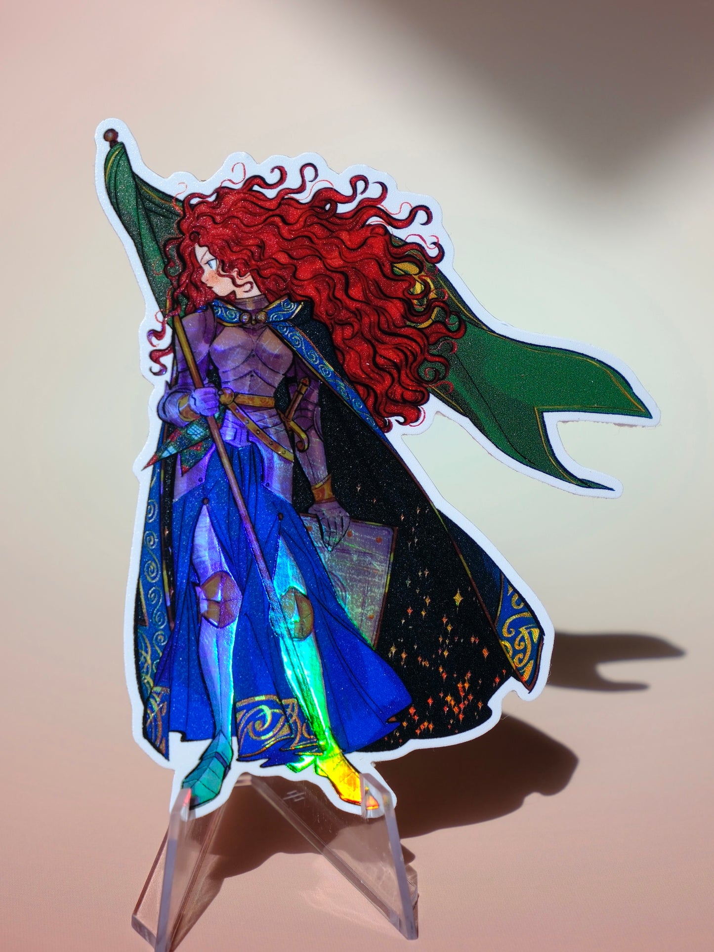 Girl with Sword holographic sticker: Brave Knight Merida