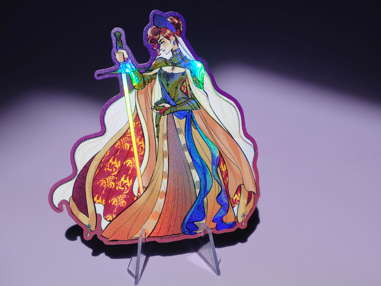 Girl with Sword holographic sticker: Anastasia