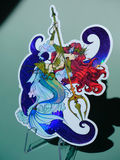 Girl with Sword holographic sticker: Ariel the Queen of the Sea