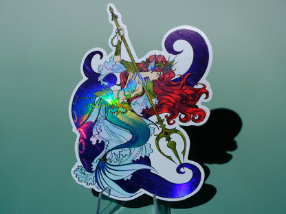 Girl with Sword holographic sticker: Ariel the Queen of the Sea
