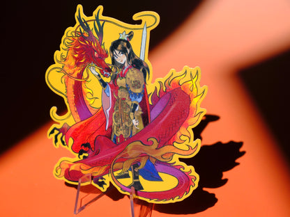 Girl with Sword holographic sticker: Dragon Knight Mulan