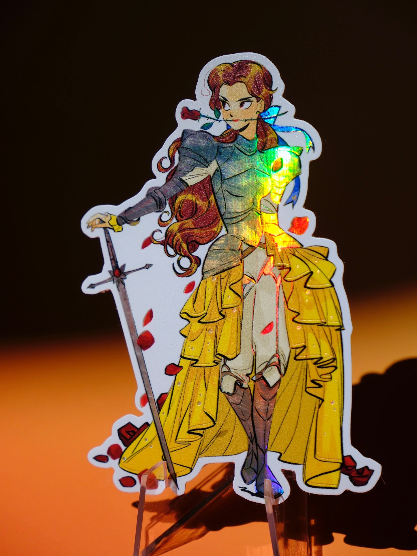 Girl with Sword holographic sticker: Belle
