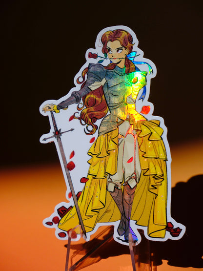 Girl with Sword holographic sticker: Belle
