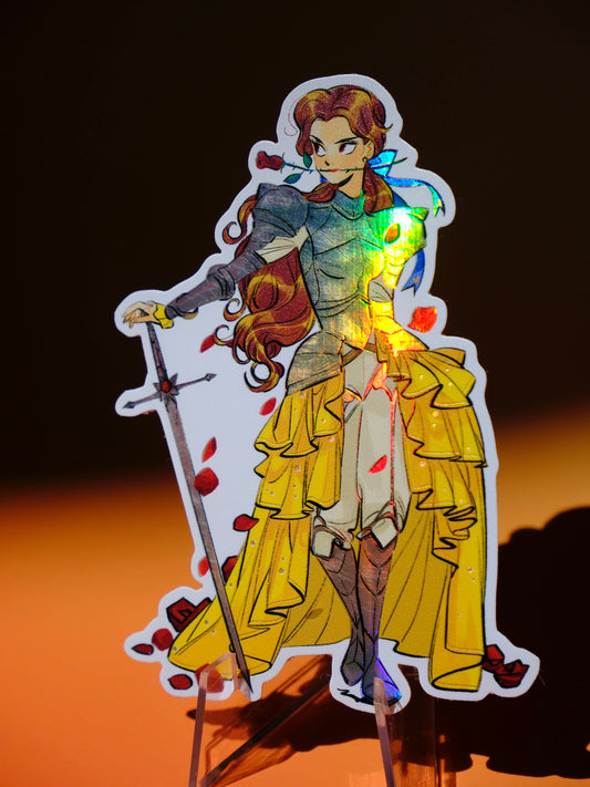 Girl with Sword holographic sticker: Belle