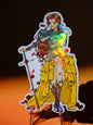 Girl with Sword holographic sticker: Belle