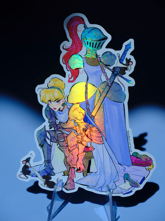 Girl with Sword holographic sticker: MidKnight Cindy