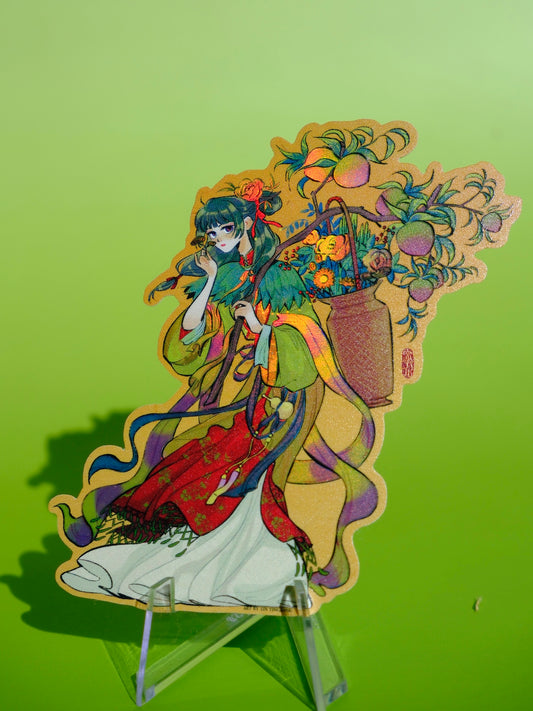 The Apothecary Diaries holographic sticker: Maomao & peach