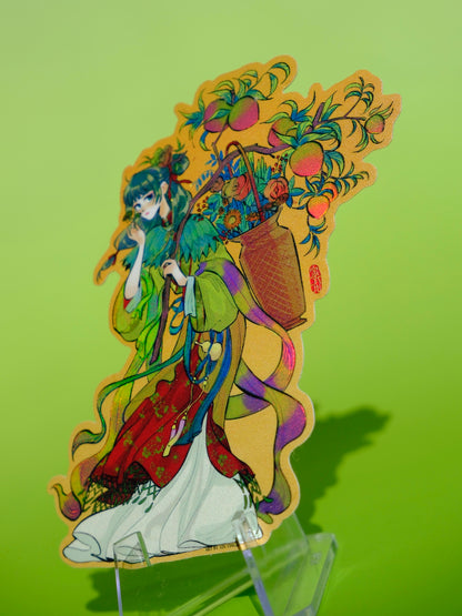The Apothecary Diaries holographic sticker: Maomao & peach
