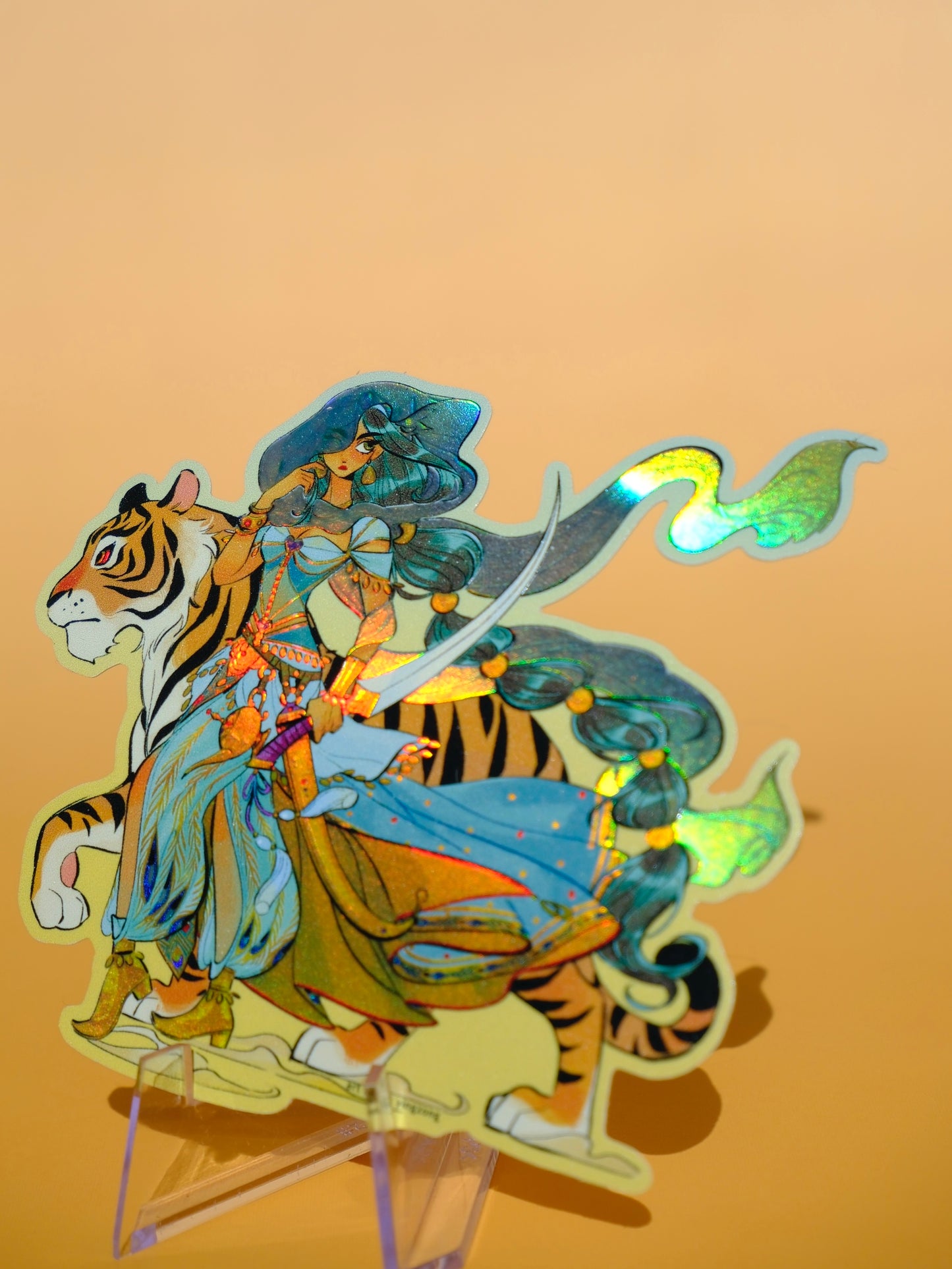 Girl with Sword holographic sticker: Jasmine