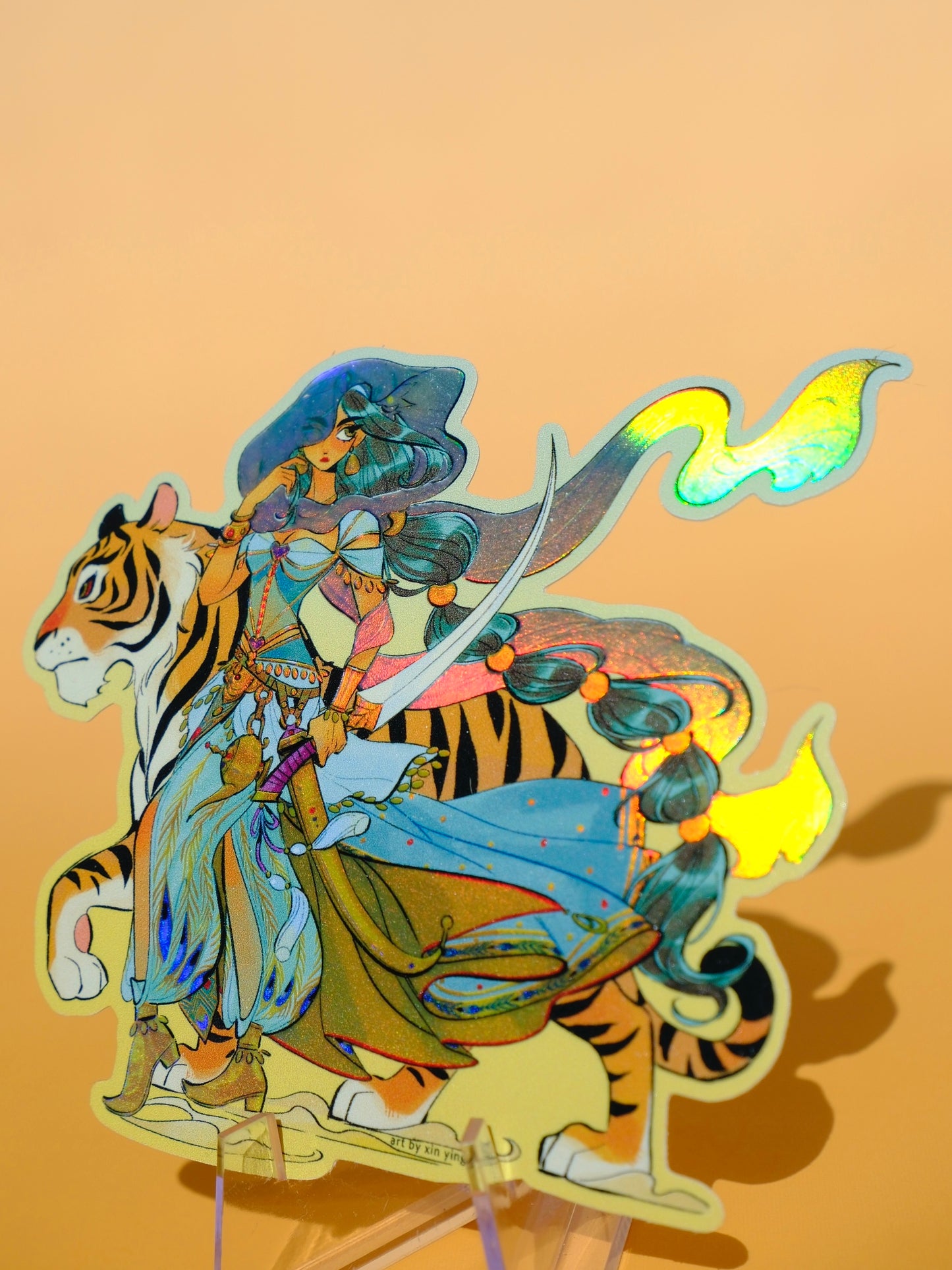 Girl with Sword holographic sticker: Jasmine